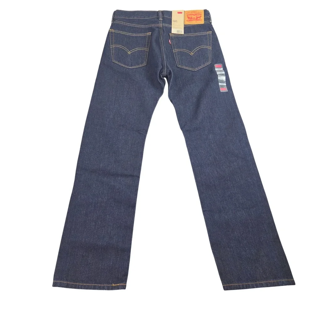 Levis 505 Jeans Mens 31x32 Dark Indigo Regular Fit Straight Leg Denim Casual